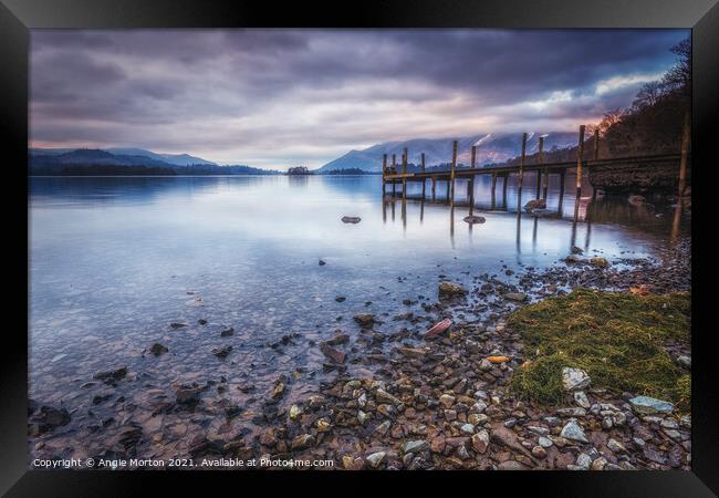 Winters End Derwentwater Framed Print by Angie Morton