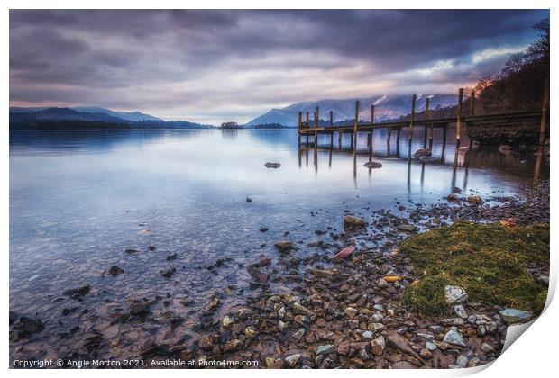 Winters End Derwentwater Print by Angie Morton