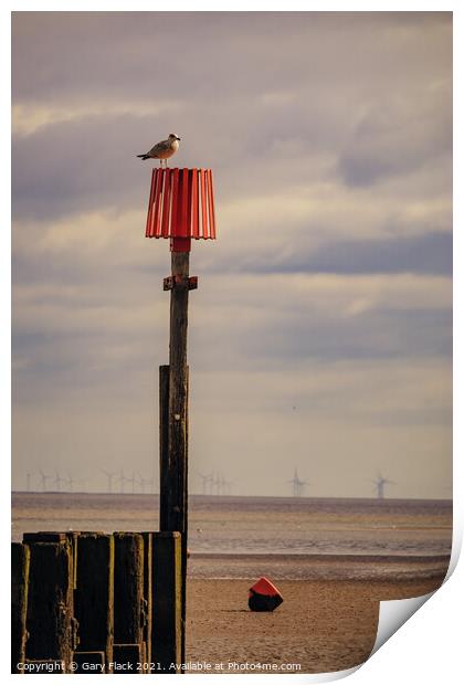 Cleethorpes Beach tide marker Print by That Foto