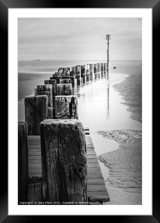 Cleethorpes Beach tide marker in monochrome Framed Mounted Print by That Foto