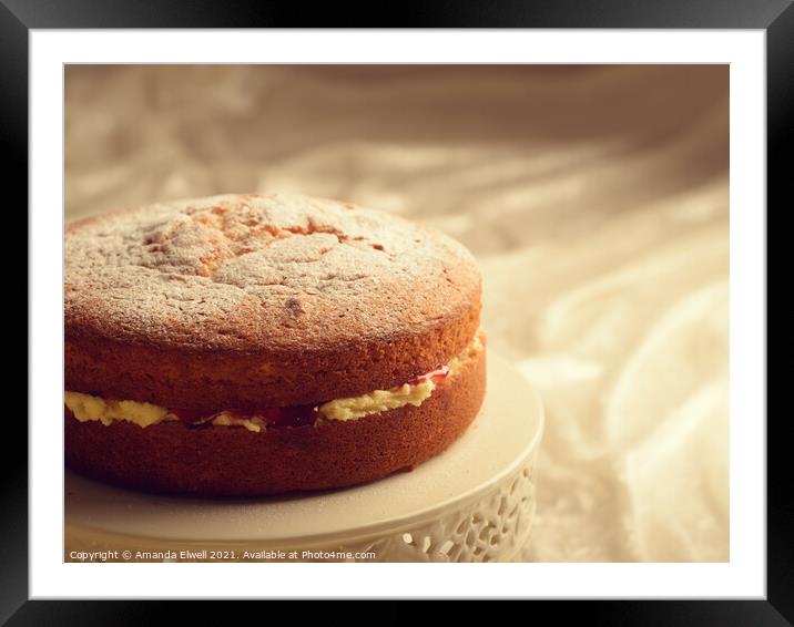 Victoria Sponge Cake Framed Mounted Print by Amanda Elwell