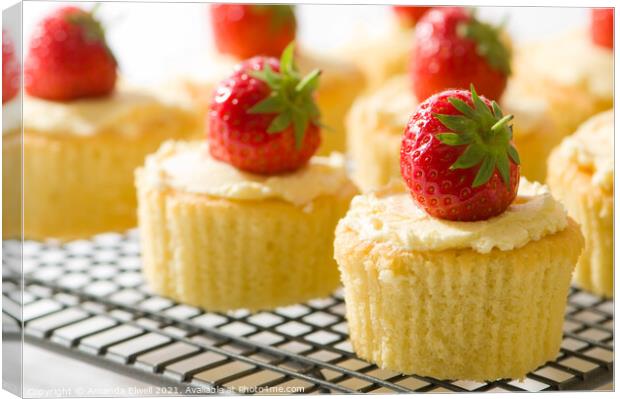 Strawberry Cupcakes Canvas Print by Amanda Elwell