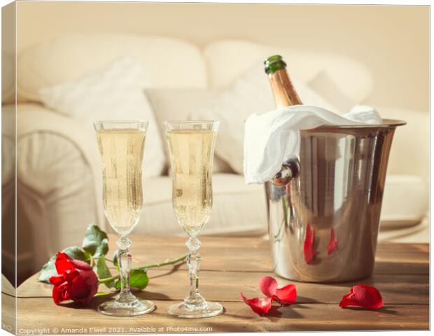 Valentines Day Champagne Canvas Print by Amanda Elwell