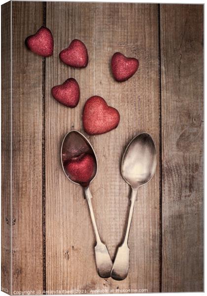 Valentines Day Spoons Canvas Print by Amanda Elwell