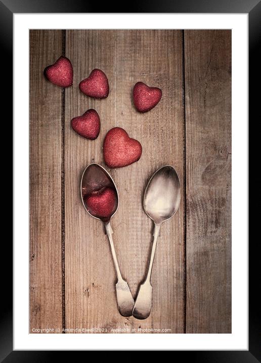 Valentines Day Spoons Framed Mounted Print by Amanda Elwell