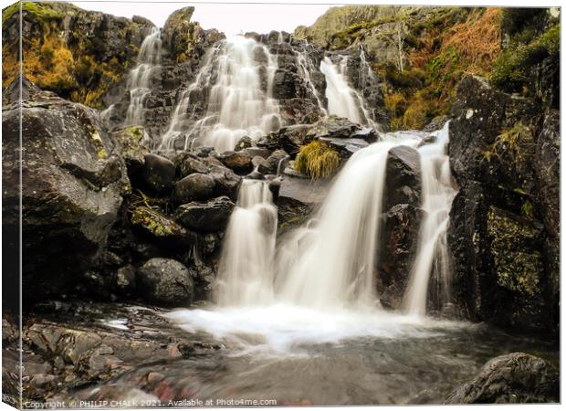 Langdale waterfall 161 Canvas Print by PHILIP CHALK