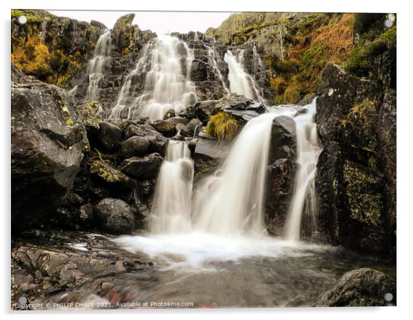 Langdale waterfall 161 Acrylic by PHILIP CHALK