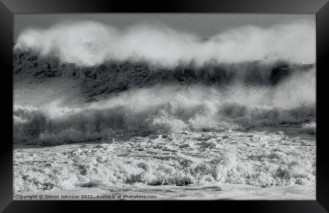 Storm waves Framed Print by Simon Johnson