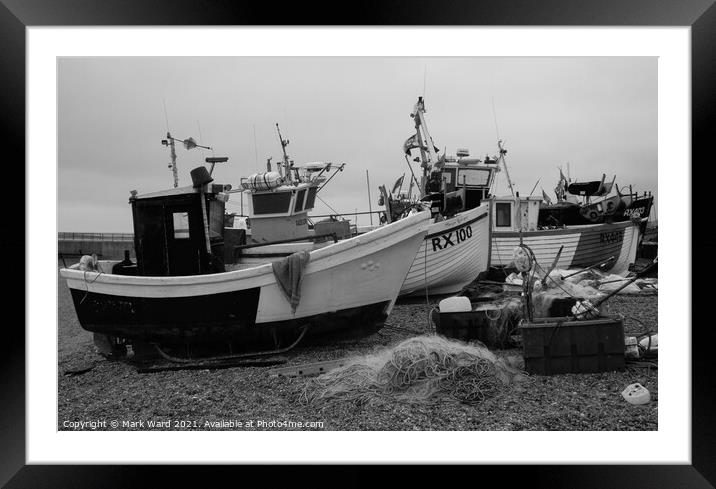 Beached Fishing Boats Framed Mounted Print by Mark Ward