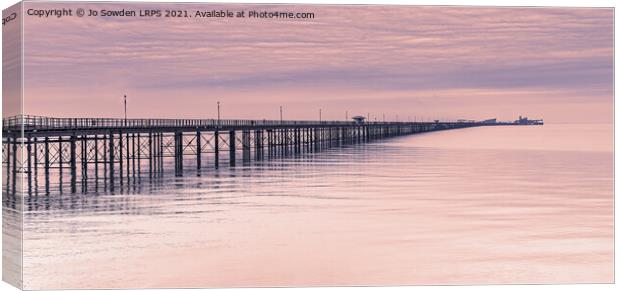 Southend Pier at Sunrise Canvas Print by Jo Sowden