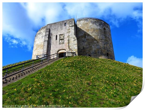 Cliffords Tower, York Print by Sue Walker