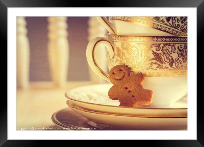Gingerbread Man Framed Mounted Print by Amanda Elwell