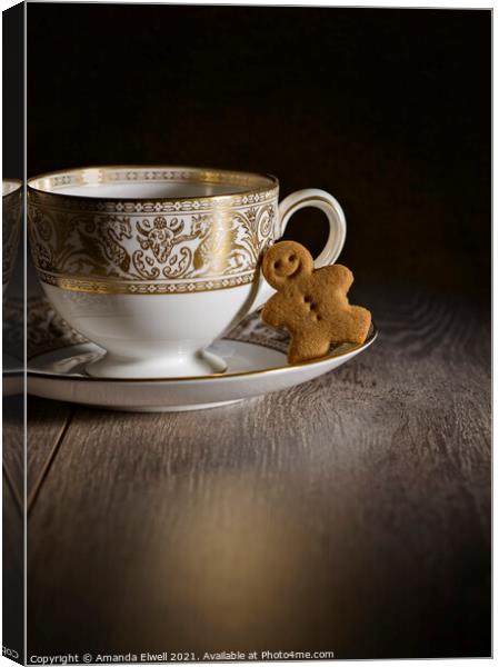 Gingerbread With Teacup Canvas Print by Amanda Elwell