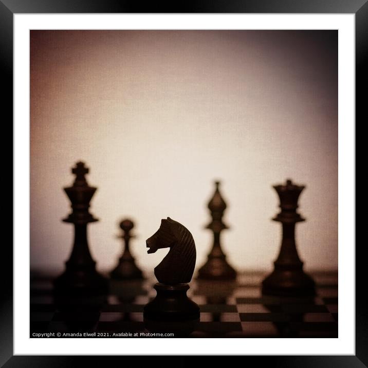 Chess Pieces Framed Mounted Print by Amanda Elwell