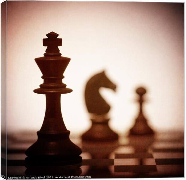 Close Up Of King Chess Piece Canvas Print by Amanda Elwell