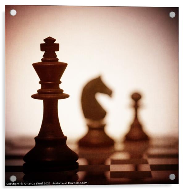Close Up Of King Chess Piece Acrylic by Amanda Elwell