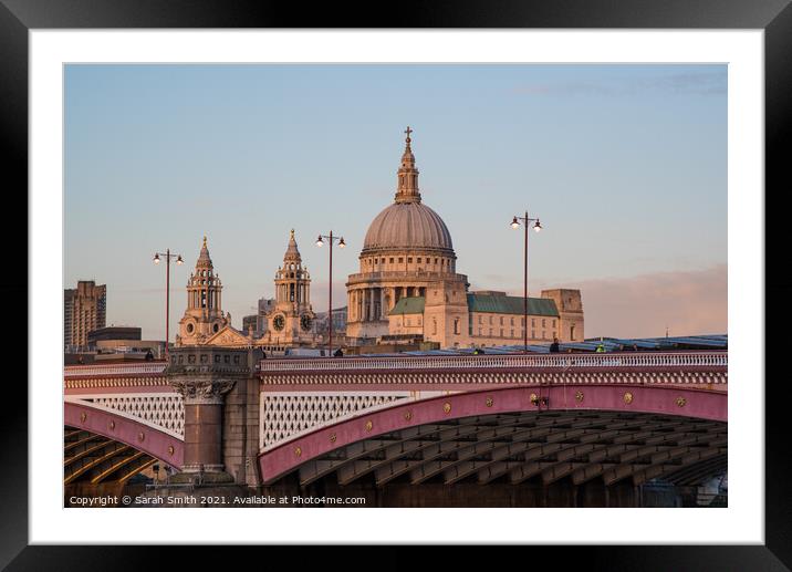 Blackfriars Bridge With St Pauls Beyond Framed Mounted Print by Sarah Smith