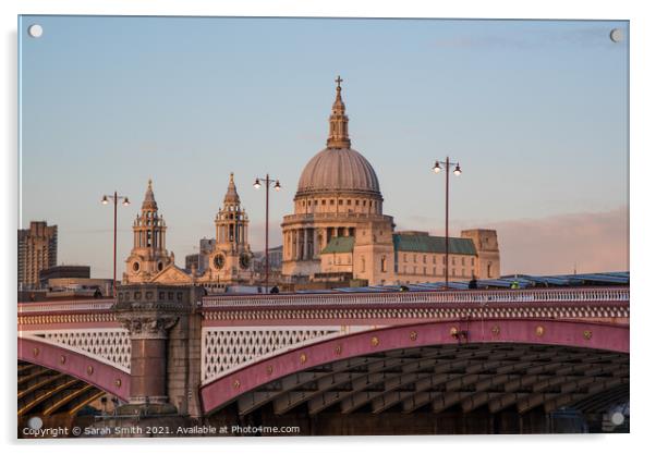 Blackfriars Bridge With St Pauls Beyond Acrylic by Sarah Smith
