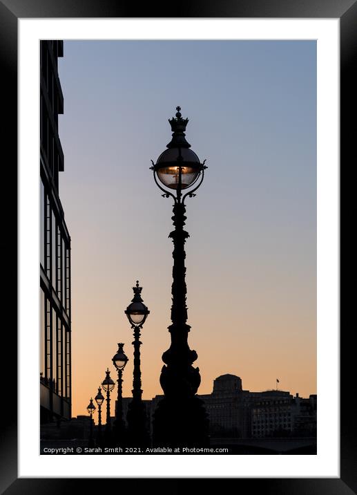 South Bank Street Lamps Framed Mounted Print by Sarah Smith