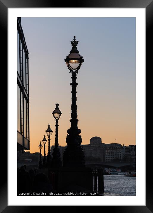 Row of Street Lights Along the South Bank Framed Mounted Print by Sarah Smith