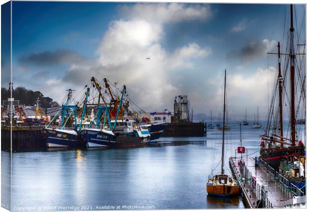 A Wet day at Brixham Harbour  Canvas Print by Paul F Prestidge