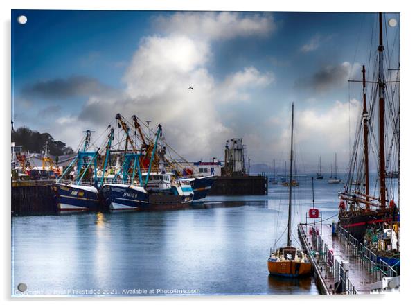 A Wet day at Brixham Harbour  Acrylic by Paul F Prestidge