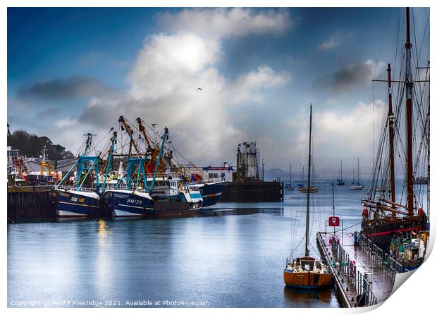 A Wet day at Brixham Harbour  Print by Paul F Prestidge