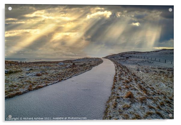 Snowy path at Brindister, Shetland Acrylic by Richard Ashbee