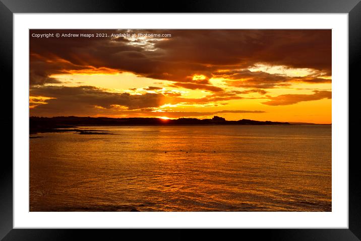 Northumberland sunset. Framed Mounted Print by Andrew Heaps