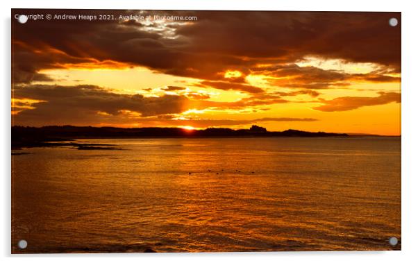 Northumberland sunset. Acrylic by Andrew Heaps