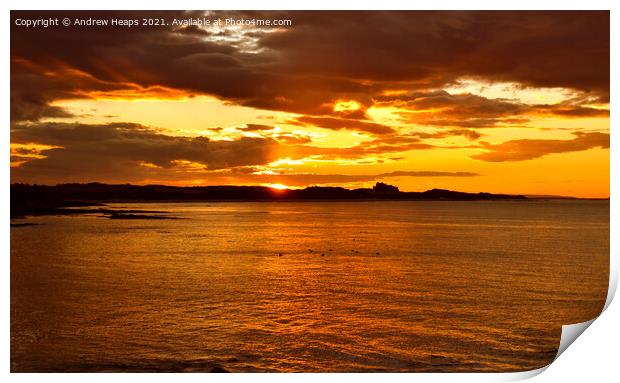 Northumberland sunset. Print by Andrew Heaps
