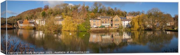 Cromford water mill panoramic  Canvas Print by Holly Burgess