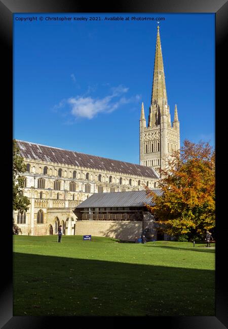 Sunny autumn day at Norwich Cathedral Framed Print by Christopher Keeley
