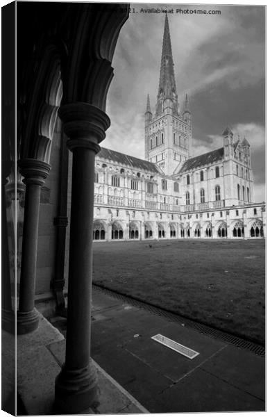 Black and white Norwich Cathedral spire Canvas Print by Christopher Keeley