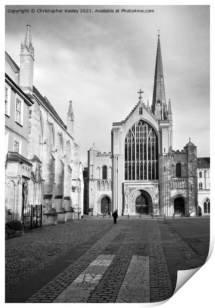Monochrome Norwich Cathedral Print by Christopher Keeley