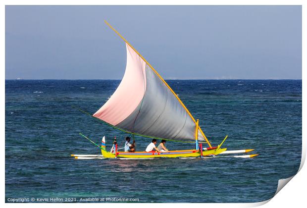 A Jukung, traditional Balinese boat  Print by Kevin Hellon