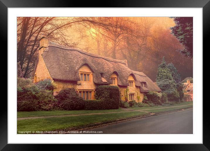 Misty Woodland Cottage Framed Mounted Print by Alison Chambers