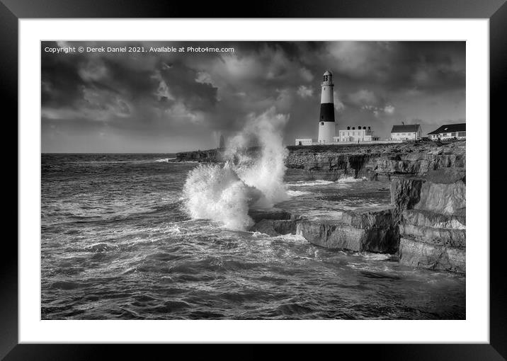 Stormy sea at Portland Bill #3 Framed Mounted Print by Derek Daniel