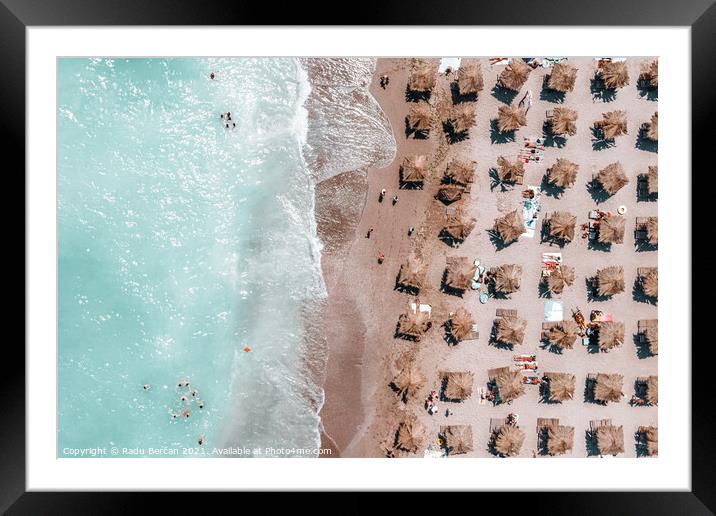 Aerial Beach Art Print, Summer Vibes Print, Blue Sea Photography Framed Mounted Print by Radu Bercan