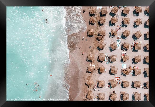 Aerial Beach Art Print, Summer Vibes Print, Blue Sea Photography Framed Print by Radu Bercan