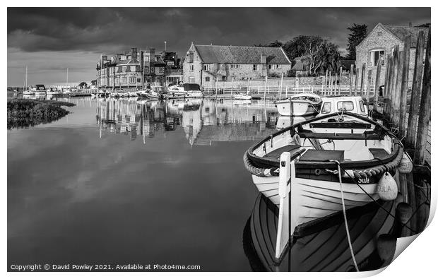 Reflections at Blakeney Harbour Norfolk Monochrome Print by David Powley