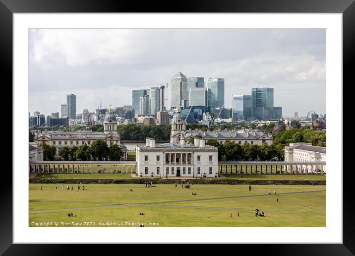  Queens House with the skyline of Canary Wharf Framed Mounted Print by Pere Sanz