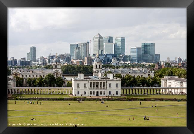  Queens House with the skyline of Canary Wharf Framed Print by Pere Sanz