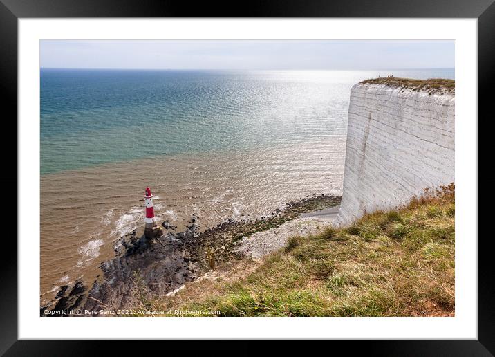 Beachy Head Lighthouse in the afternoon Framed Mounted Print by Pere Sanz