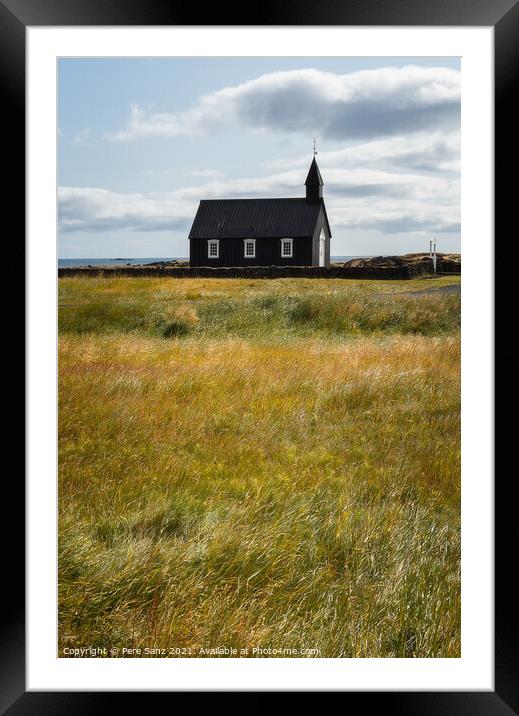 The Black Church at Budir, Snæfellsnes Peninsula, Iceland Framed Mounted Print by Pere Sanz