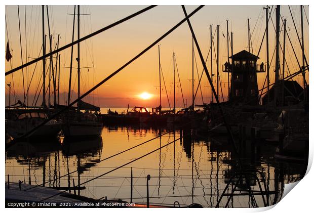 Sunset Bagenkop Harbour, Langeland, Denmark Print by Imladris 