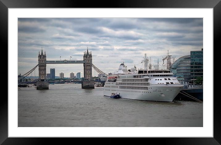 Cruise ship at Tower Bridge Framed Mounted Print by Scott Anderson