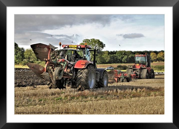 Ploughing in tandem Northumberland.  Framed Mounted Print by mick vardy