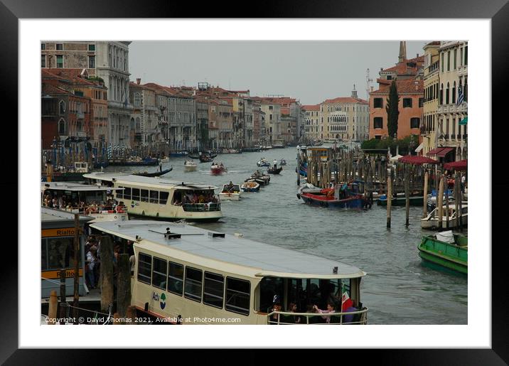 Bustling Grand Canal in Venice Framed Mounted Print by David Thomas