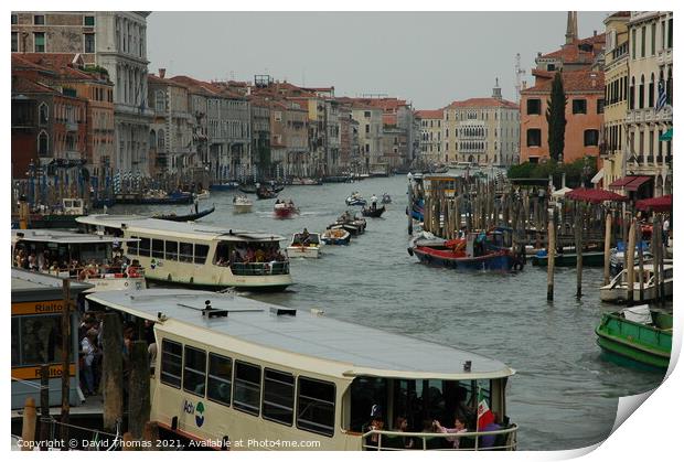 Bustling Grand Canal in Venice Print by David Thomas